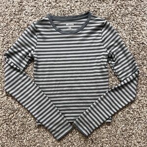 Hollister Gray and Black Striped Tee